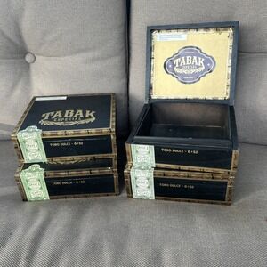Lot Of 4 Tabak Especial by Drew Estate Empty Cigar Boxes Black & Gold Toro Dulce